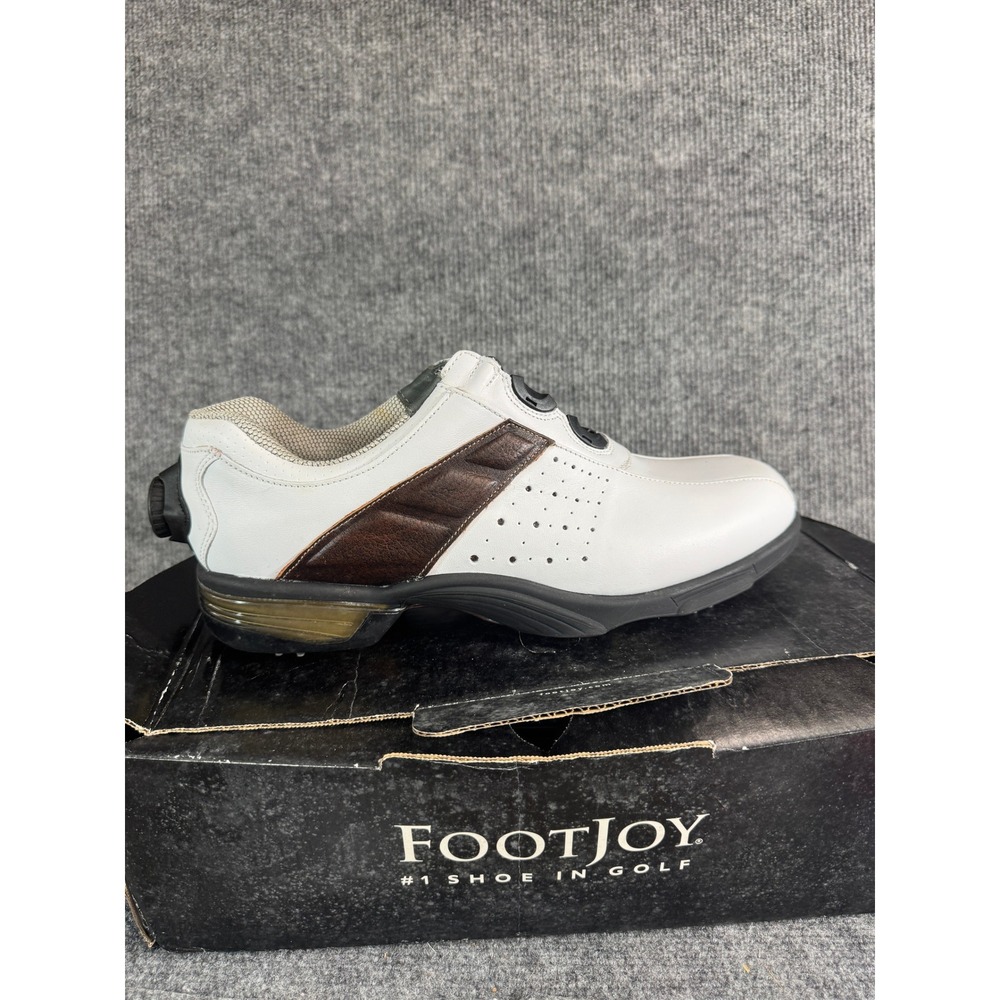 NWB FootJoy ReelFit BOA White Brown Leather Golf Shoes Mens 10.5 M 53832